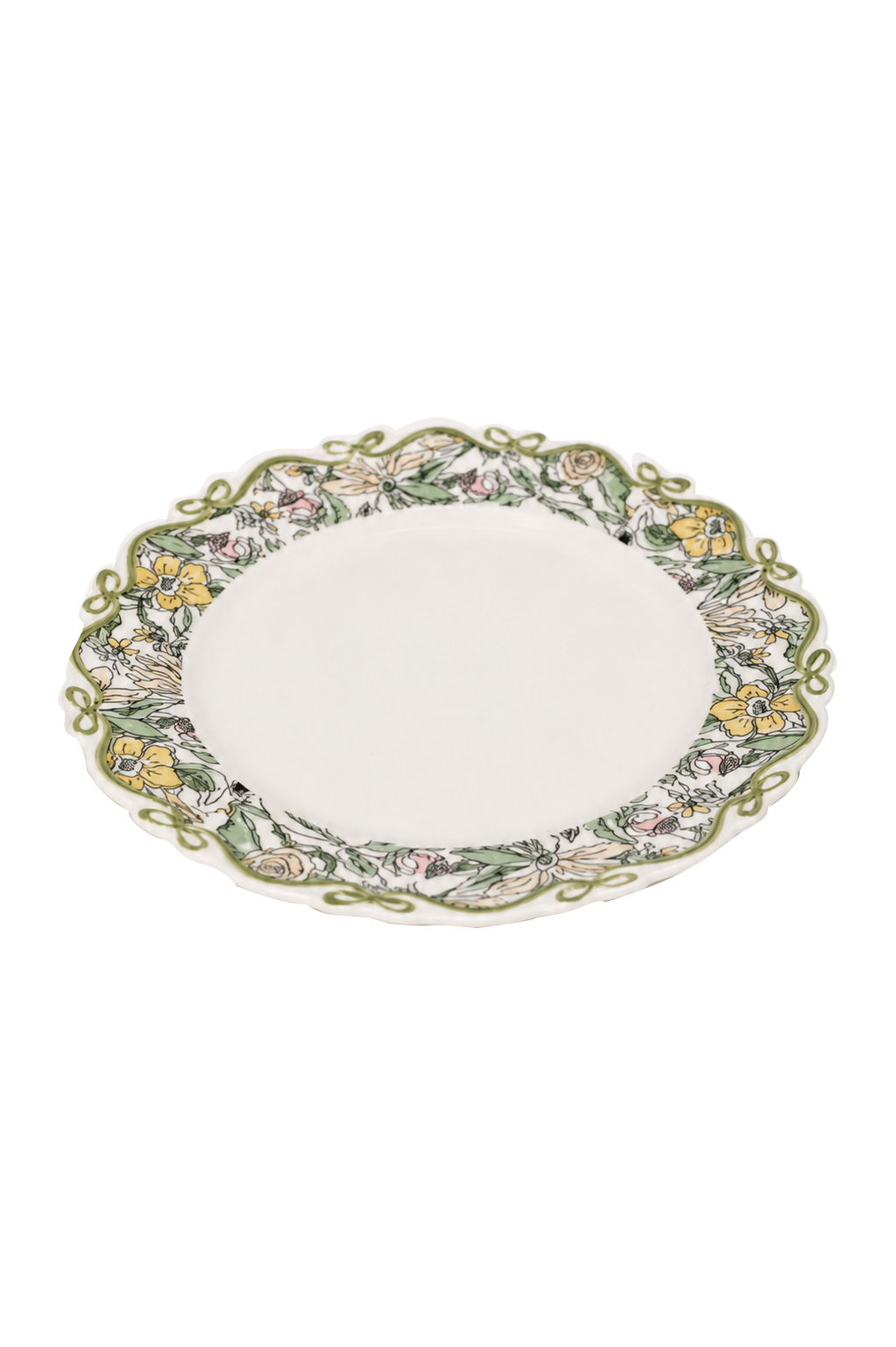 Terracera English Garden Floral 8-inch scalloped flat plate