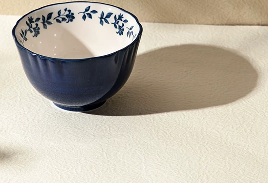 Palais Blue Floral Porcelain — Rice Bowl — Navy Exterior