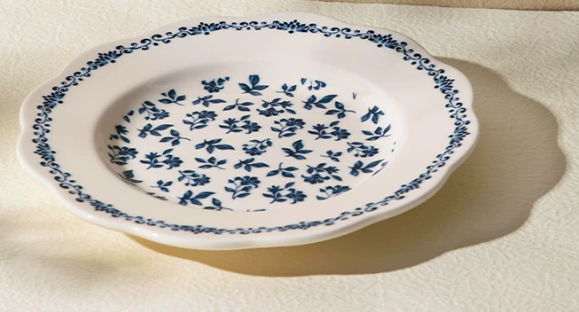 Palais Blue Floral Porcelain — Side Plate — Floral Border