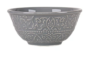 Royal Embossed Ceramic Series — Grey Rice Bowl — Grey